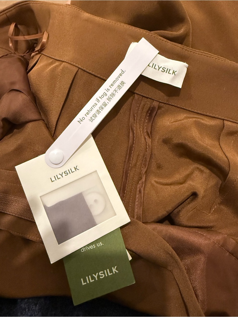 NWT Lilysilk Minimalist Silk Crêpe Pant Espresso - Picture 7 of 12